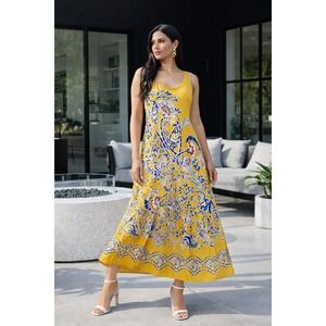 Maeve Anthropologie Puebla Tank Maxi Dress L Yellow Boho Summer